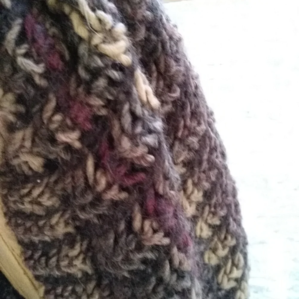 Raffaello Bettini Crochet Wool Blend Infinity Tube Scarf Tan Brown